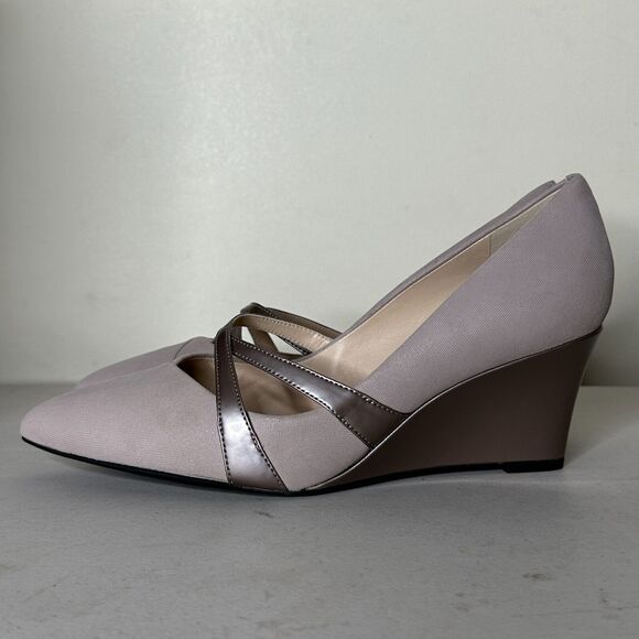 Ecco Belleair Wedge Dress Pumps Oyster Metallic Women’s 41/10-10.5 NWB Comfort - Picture 4 of 8